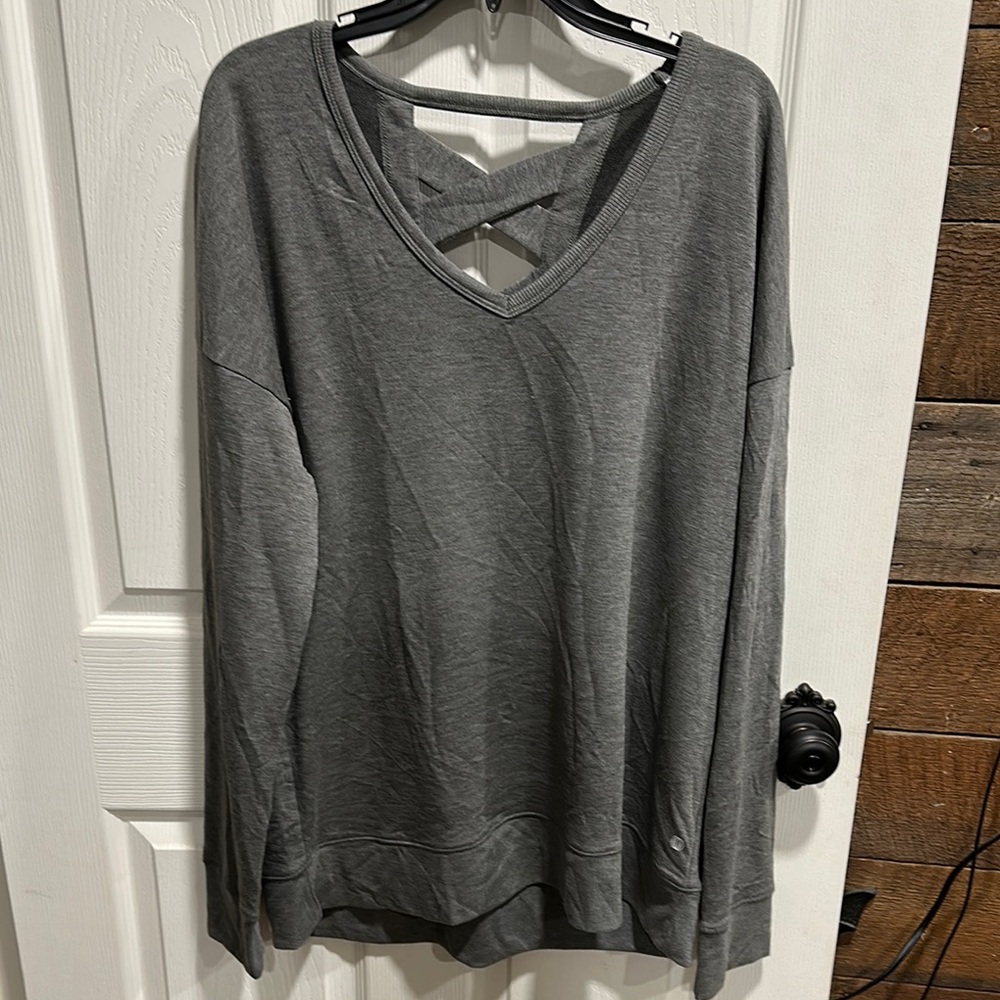 Gray V-Neck Women's Top T173